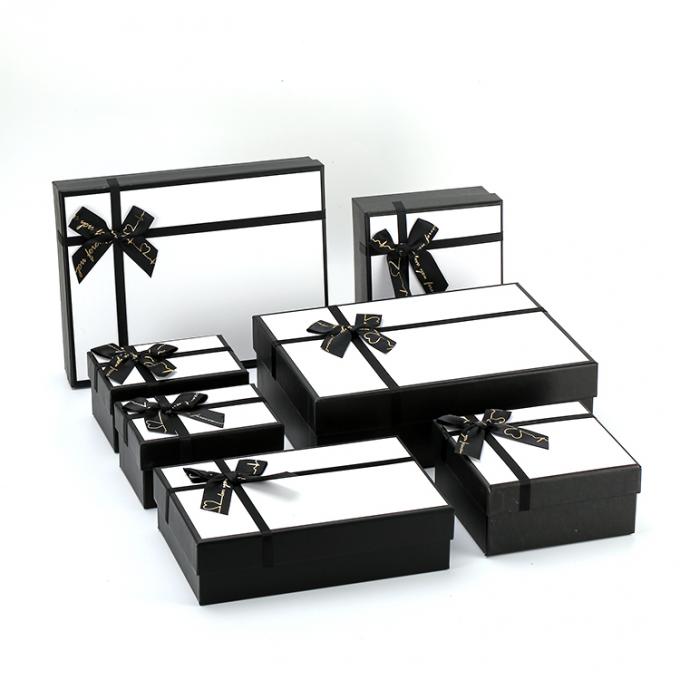 กล่องของขวัญขนาดใหญ่ดีลักซ์ Custom พับปิดดําและพื้นฐานกับริบบอนสําหรับการบรรจุของขวัญ 4