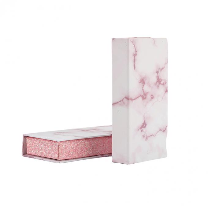 CMYK Custom Marble Printed Non-Toxic Empty False Eyelash Packaging Box สําหรับขนตา 1