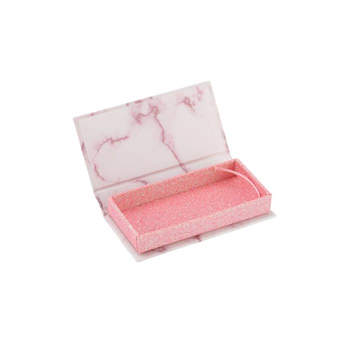 CMYK Custom Marble Printed Non-Toxic Empty False Eyelash Packaging Box สําหรับขนตา 0