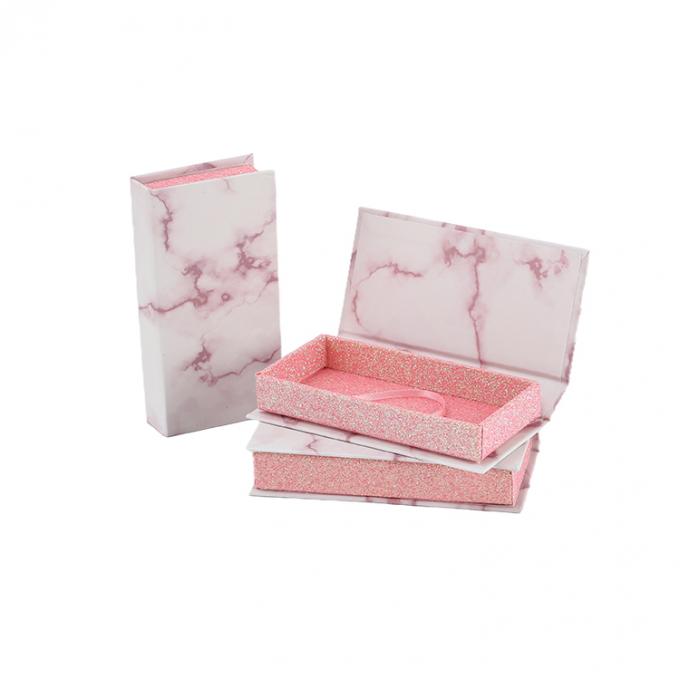 CMYK Custom Marble Printed Non-Toxic Empty False Eyelash Packaging Box สําหรับขนตา 3