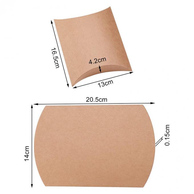 โลโก้ที่กําหนดเอง Heavy Duty Kraft Pillow Shape Candy Paper Box สําหรับการจัดเก็บของหวาน 7