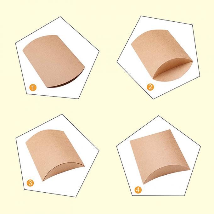 โลโก้ที่กําหนดเอง Heavy Duty Kraft Pillow Shape Candy Paper Box สําหรับการจัดเก็บของหวาน 9