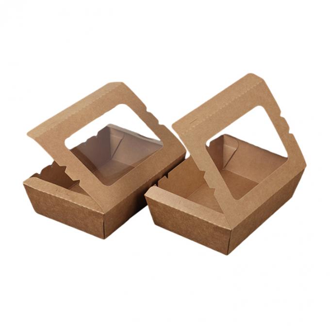 อาหารกลางวันที่นําไป Packaging กระดาษ Kraft สลัด กล่องผลไม้ที่มี PET Window Printing UV Coating 1