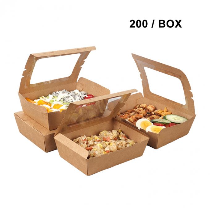 อาหารกลางวันที่นําไป Packaging กระดาษ Kraft สลัด กล่องผลไม้ที่มี PET Window Printing UV Coating 5
