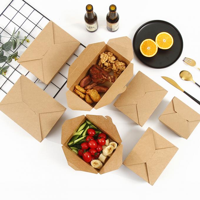 อาหารกลางวันที่นําไป Packaging กระดาษ Kraft สลัด กล่องผลไม้ที่มี PET Window Printing UV Coating 9